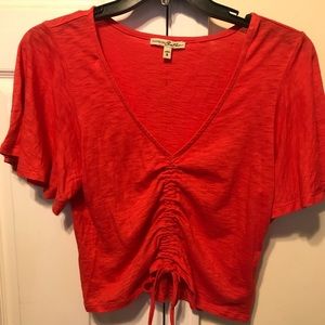 hot pink sinched shirt from express